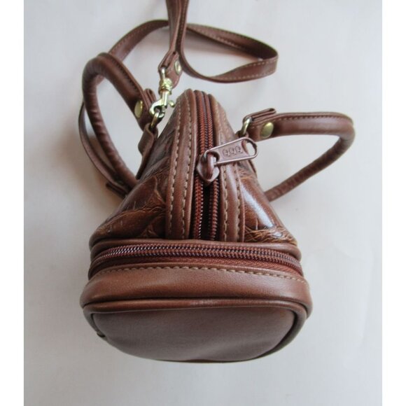 MODA Brand Women Bag Small Crossbody Handles Semicircular Brown Faux Crocodile - Picture 4 of 16